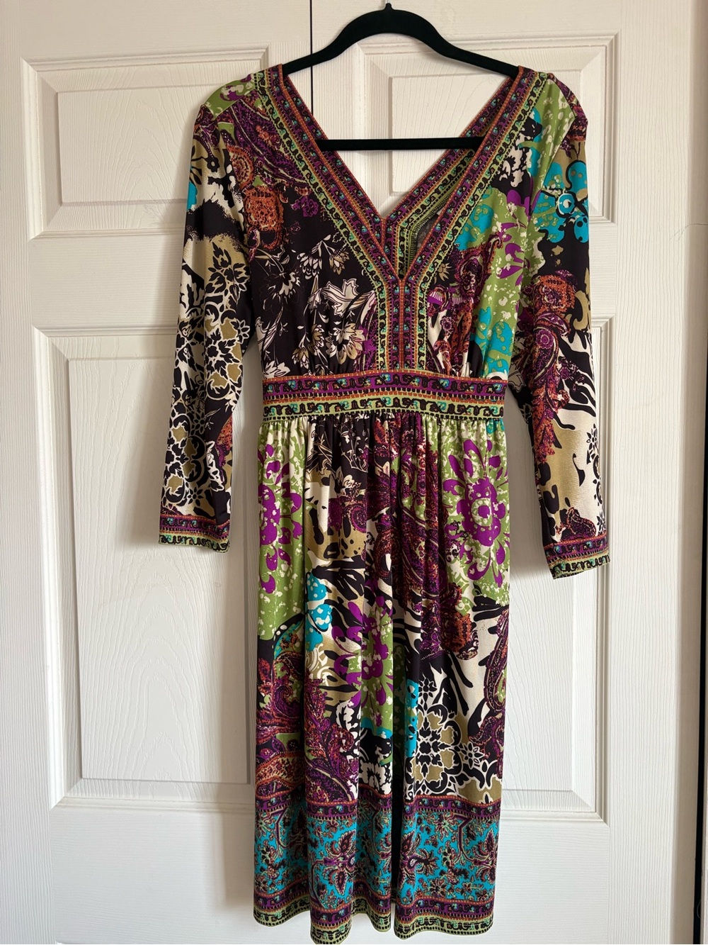 Women’s V-Neck Multicolor Floral Print Dress